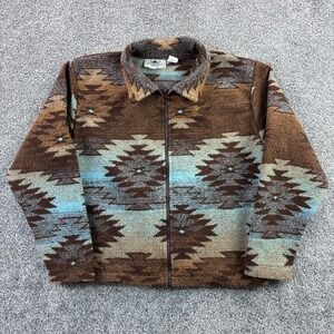 Vintage Black Mountain Outdoor Jacket Women's L Southwestern Aztec Navajo Fleece